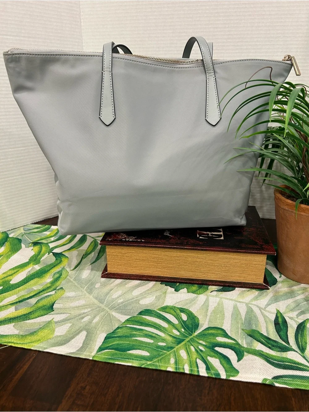 kate spade gray nylon zip-top tote “Kitt” Large